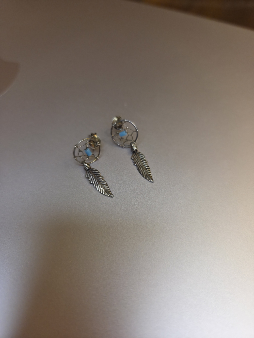 Pair of Hanging Arets Dreamcatcher Design with Pen and Turquoise Detail (Bohemia